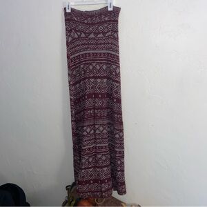 Maxi Skirt Knit Stretch Geometric Boho Print Wide Waistband Lightweight Women’s